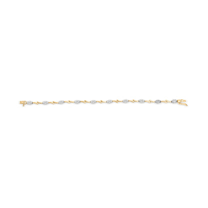 10K White and Yellow Gold 1.00 Cttw Diamond Oval Shaped Cluster Link Bracelet (I-J Color, SI2-I1 Clarity) - 7" Inches by Bids.com