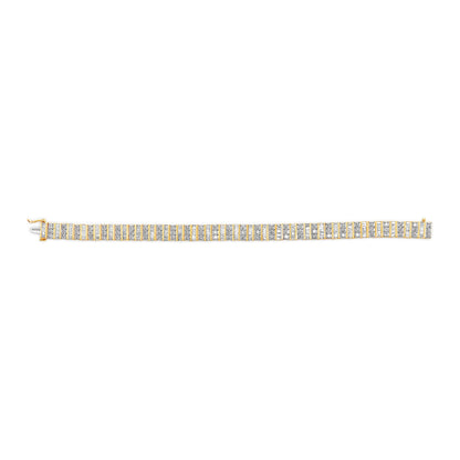 14K Yellow Gold 5.50 Cttw Round and Baguette Diamond Link Bracelet by Bids.com