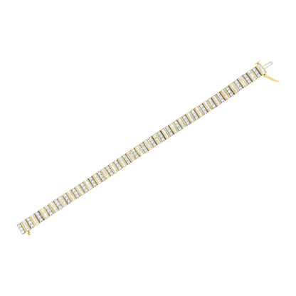 14K Yellow Gold 5.50 Cttw Round and Baguette Diamond Link Bracelet by Bids.com