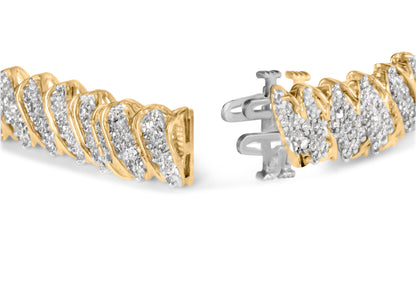 10K Yellow Gold 3.0 Cttw Diamond S-Link Bracelet  DestGlow