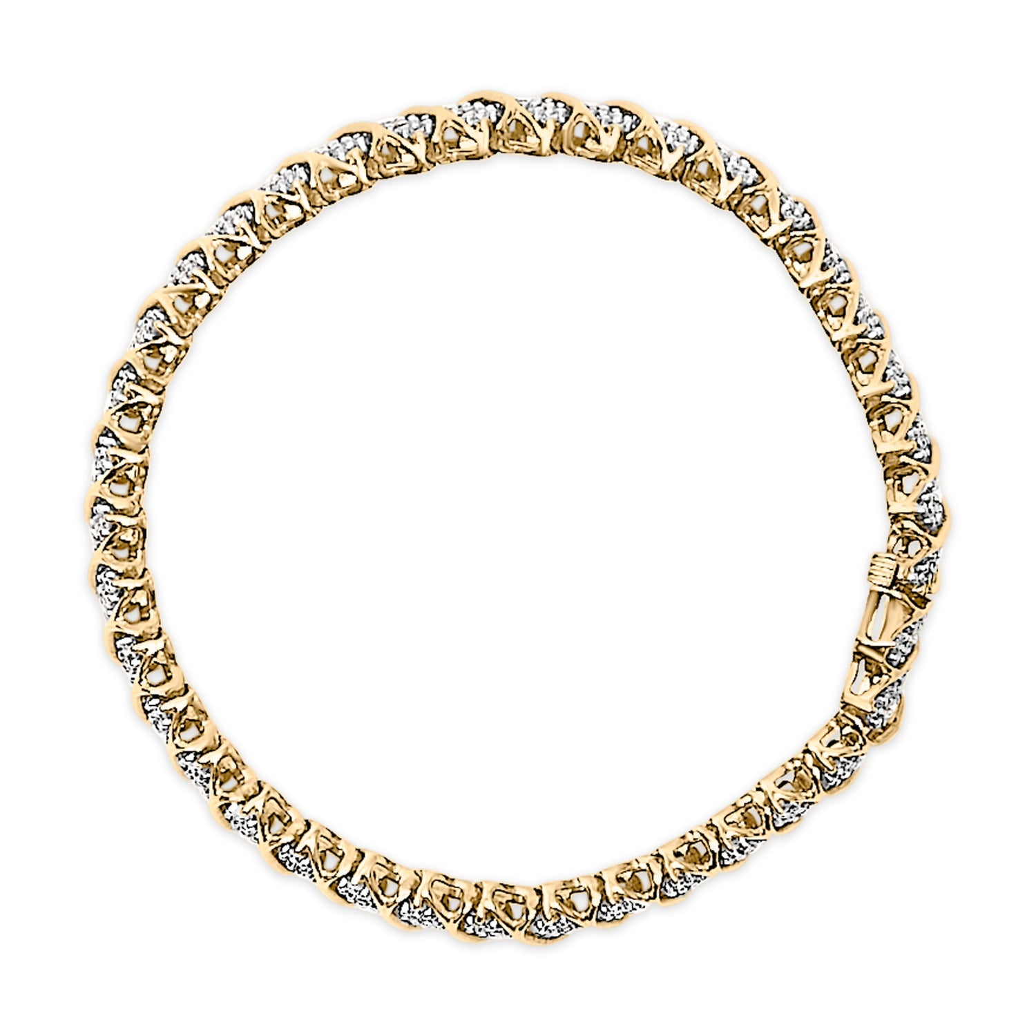 10K Yellow Gold 3.0 Cttw Diamond S-Link Bracelet  DestGlow