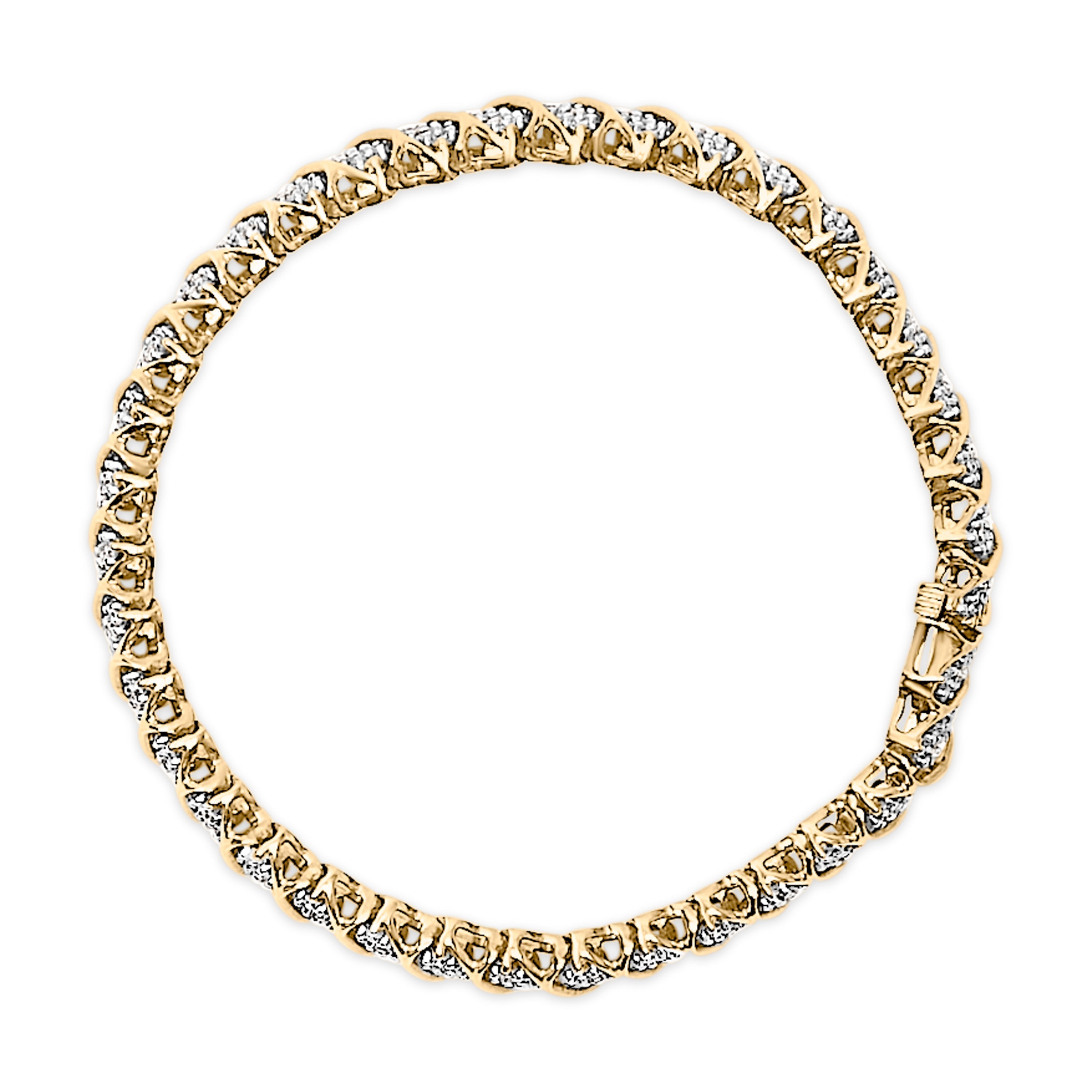 10K Yellow Gold 3.0 Cttw Diamond S-Link Bracelet  DestGlow