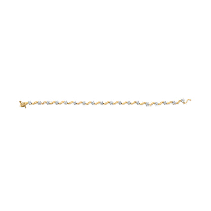 10k Yellow Gold 1.00 Cttw Round-Cut Diamond Floral S-Link 7.50" Bracelet (I-J Color, I2-I3 Clarity) by Bids.com