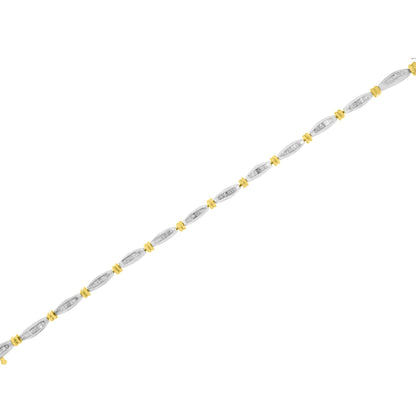 10K Two-Tone Gold 2.0 Cttw Baguette Diamond Channel Link Bracelet by Bids.com