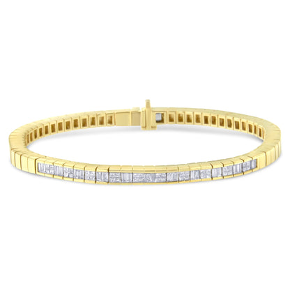 14K Yellow Gold 1-1/10 Cttw Princess &amp; Baguette Cut Diamond 7" Alternating Stone Eternity Tennis Bracelet (G-H Color, VS1-VS2 Clarity) by Bids.com