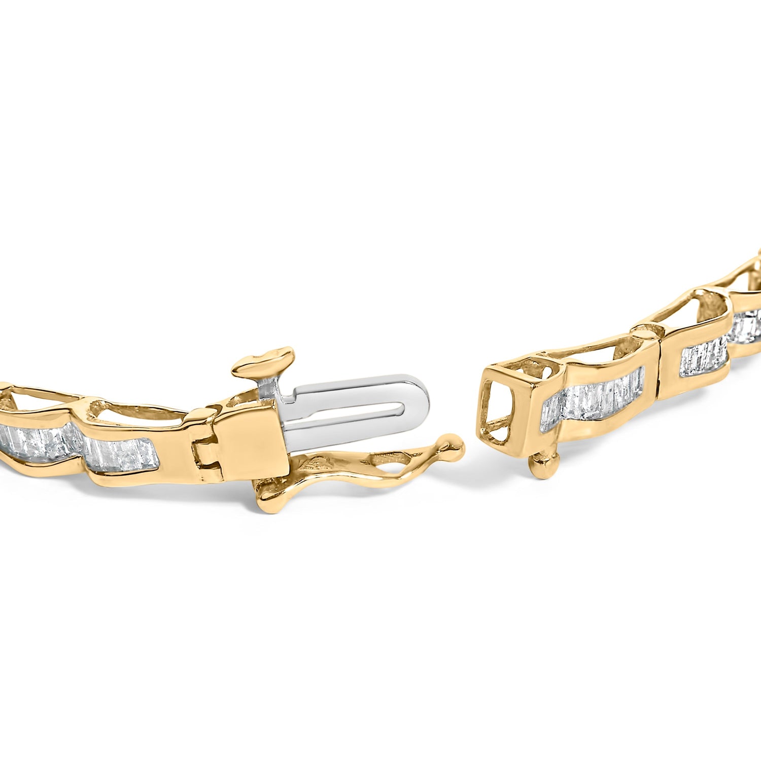 10K Yellow Gold 2.00 Cttw Baguette Diamond Channel Set Link Bracelet  DestGlow