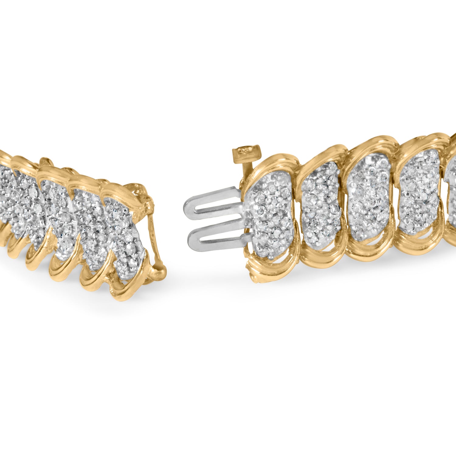 10K Yellow Gold 4.00 Cttw Pave Diamond Classic Link 7" Bracelet (I-J Color, I2-I3 Clarity) by Bids.com