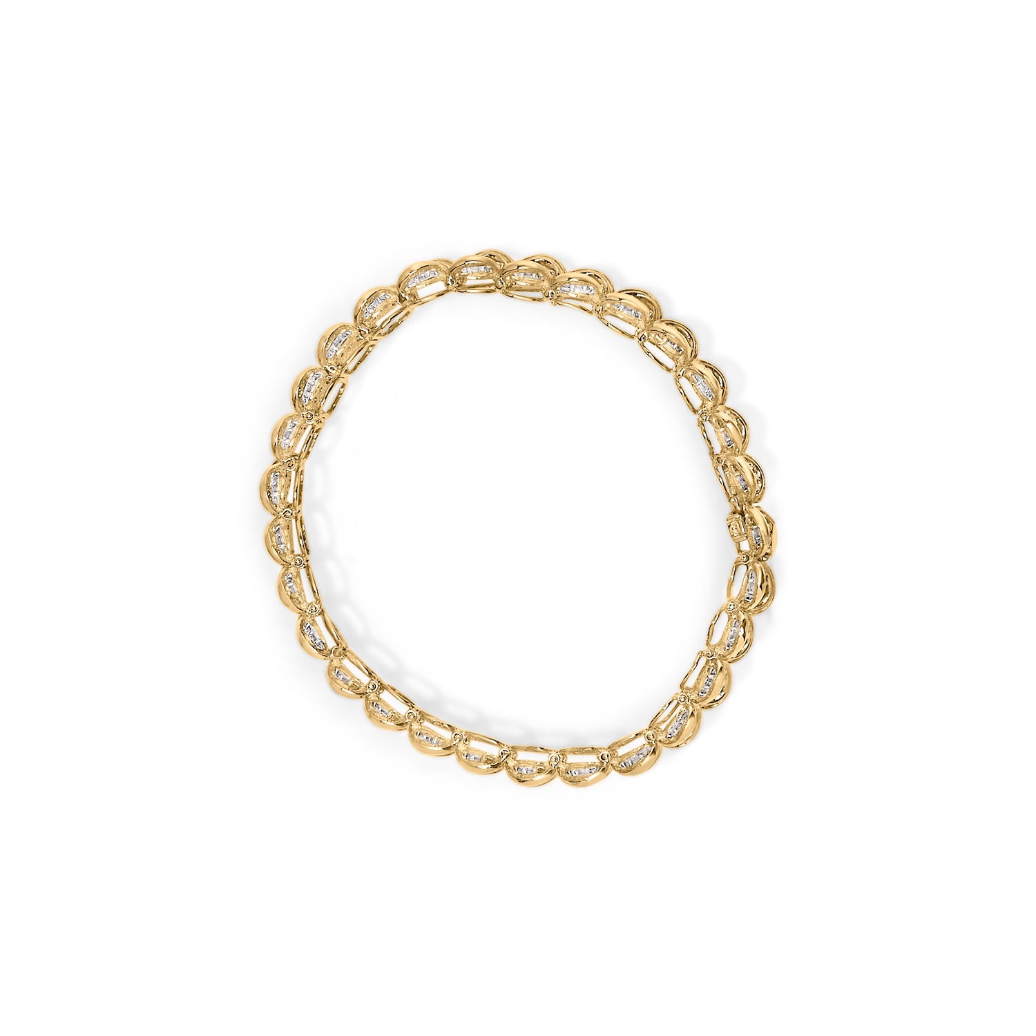 10K Yellow Gold 4.00 Cttw Pave Diamond Classic Link 7" Bracelet (I-J Color, I2-I3 Clarity) by Bids.com