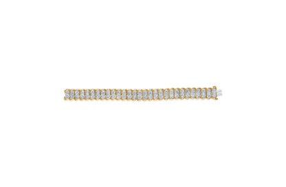 10K Yellow Gold 4.00 Cttw Pave Diamond Classic Link 7" Bracelet (I-J Color, I2-I3 Clarity) by Bids.com