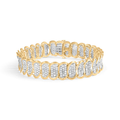 10k Yellow Gold 5.00 Cttw Diamond Oval Banded Link Bracelet (I-J Color, I1-I2 Clarity) - 7" Inches by Bids.com