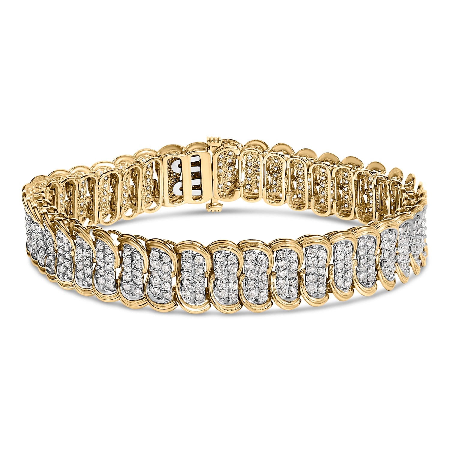 10K Yellow Gold 4.0 Cttw Diamond S-Link Bracelet  DestGlow