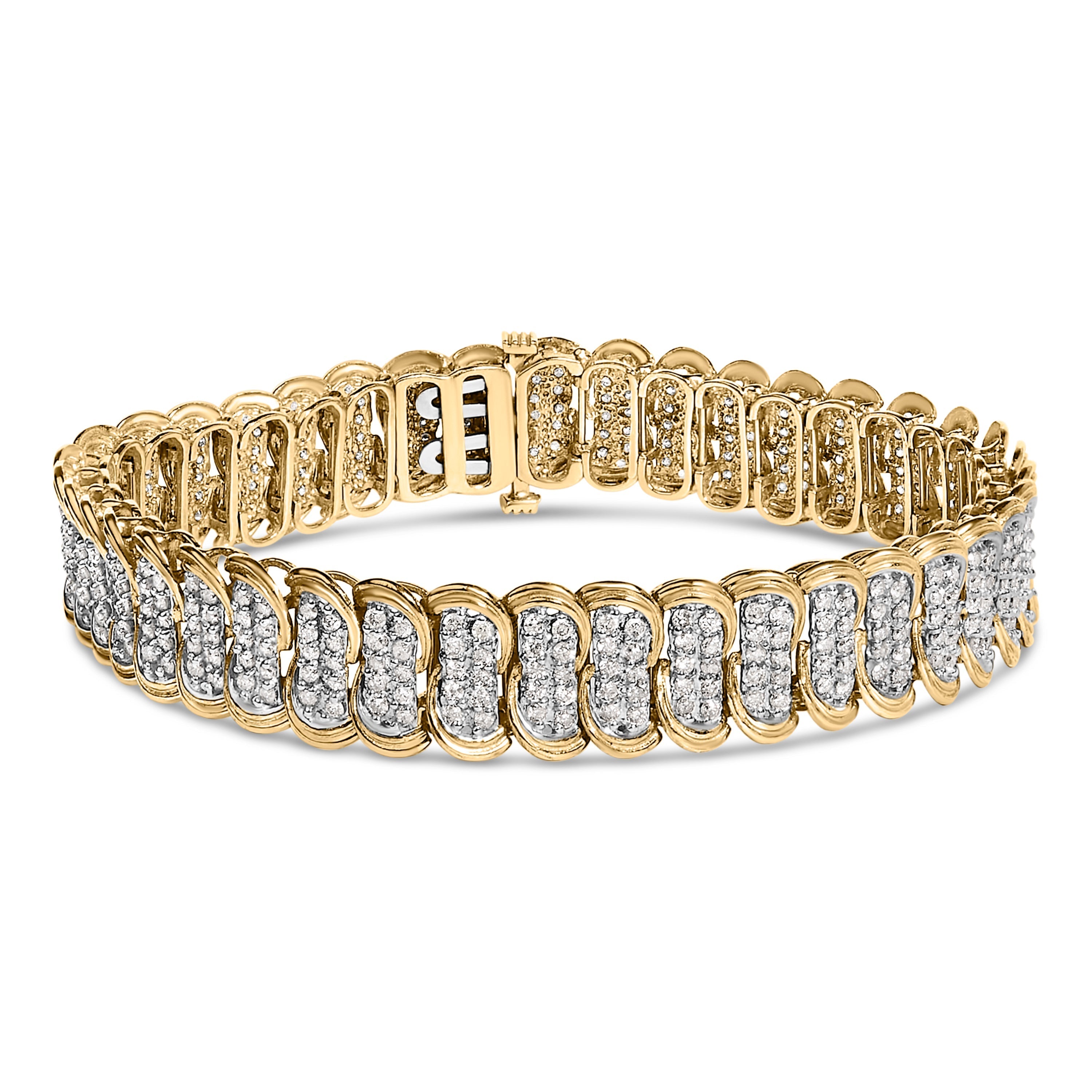 10K Yellow Gold 4.0 Cttw Diamond S-Link Bracelet  DestGlow