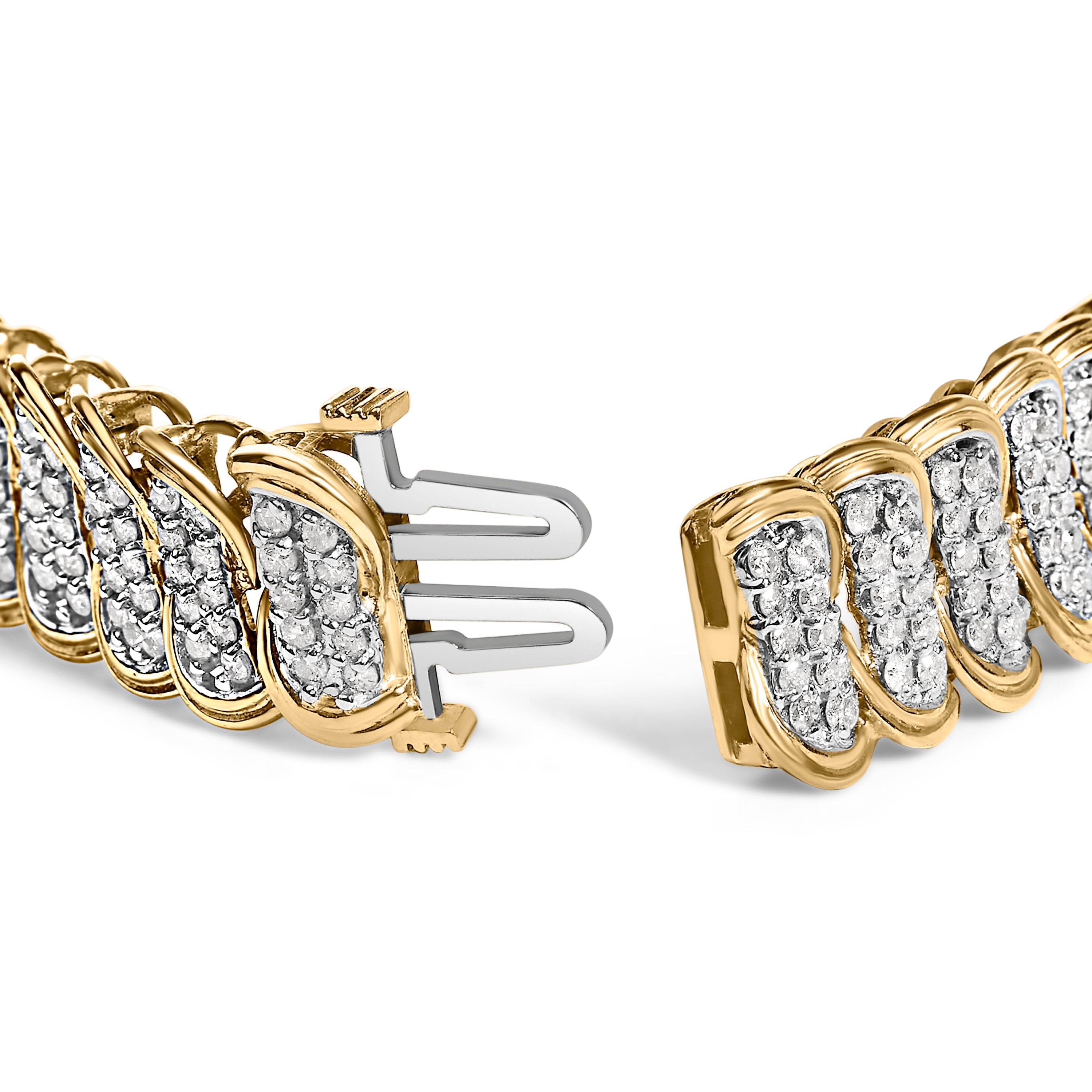 10K Yellow Gold 4.0 Cttw Diamond S-Link Bracelet  DestGlow