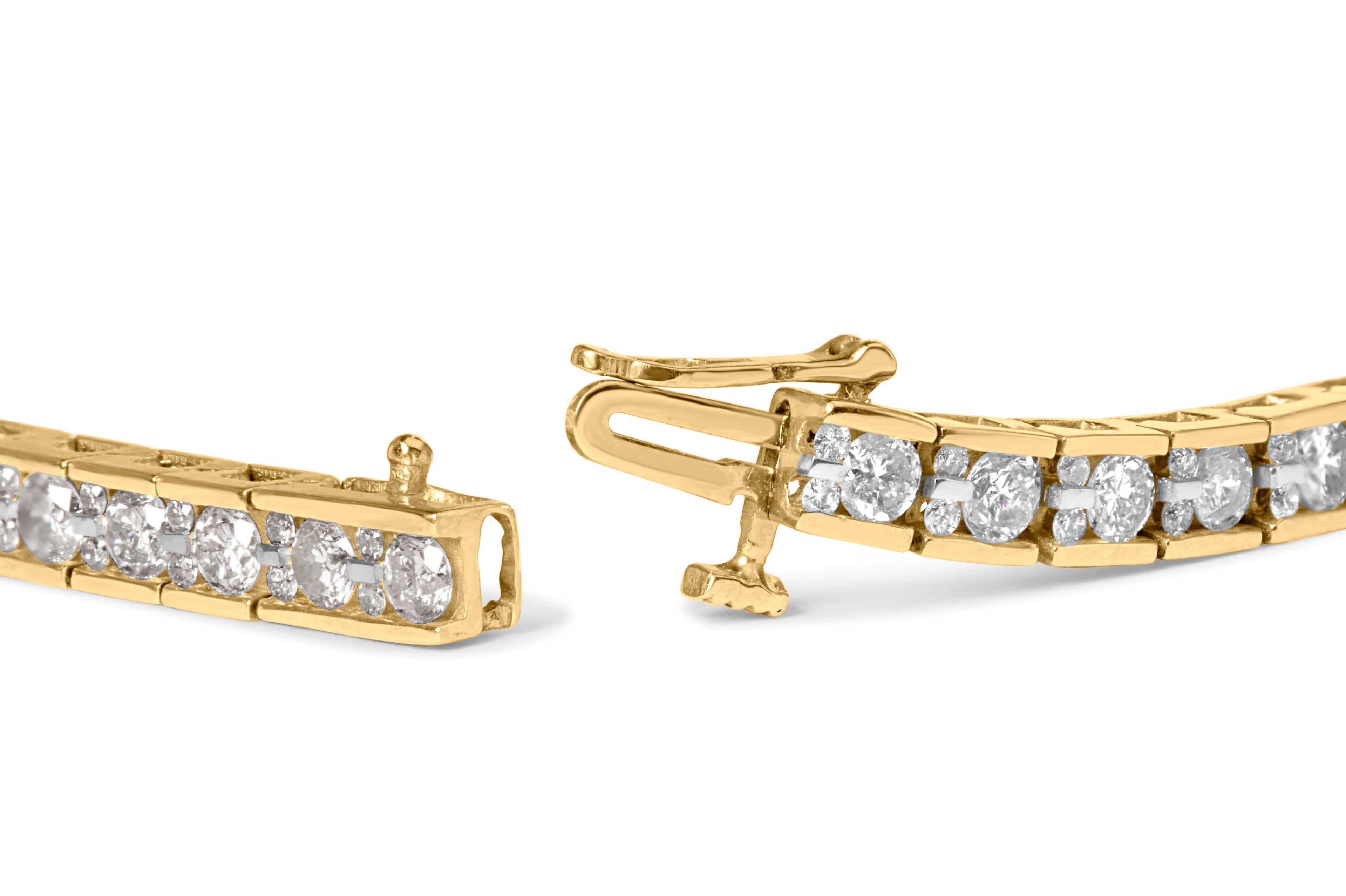 10K Yellow Gold 4.00 Cttw Channel Set Round Diamond Tennis 7" Bracelet (J-K Color, I1-I2 Clarity) by Bids.com