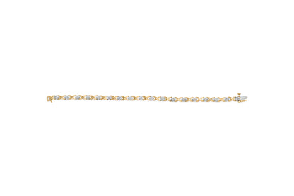 10K White Gold 1.00 Cttw Diamond Floral Cluster and X-Link 7.25" Bracelet (I-J Color, I1-I2 Clarity)