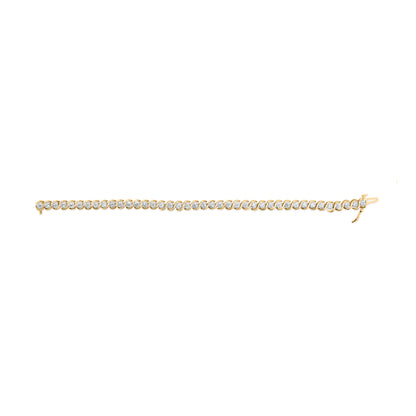 10K Yellow Gold 3 cttw Round-Cut Diamond Spiral Link 7.50" Bracelet (I-J Color, I1-I2 Clarity) by Bids.com