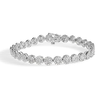 14K White Gold 2.00 Cttw Diamond Halo Link Tennis Bracelet (H-I Color, I1-I2 Clarity) - 7" Inches by Bids.com