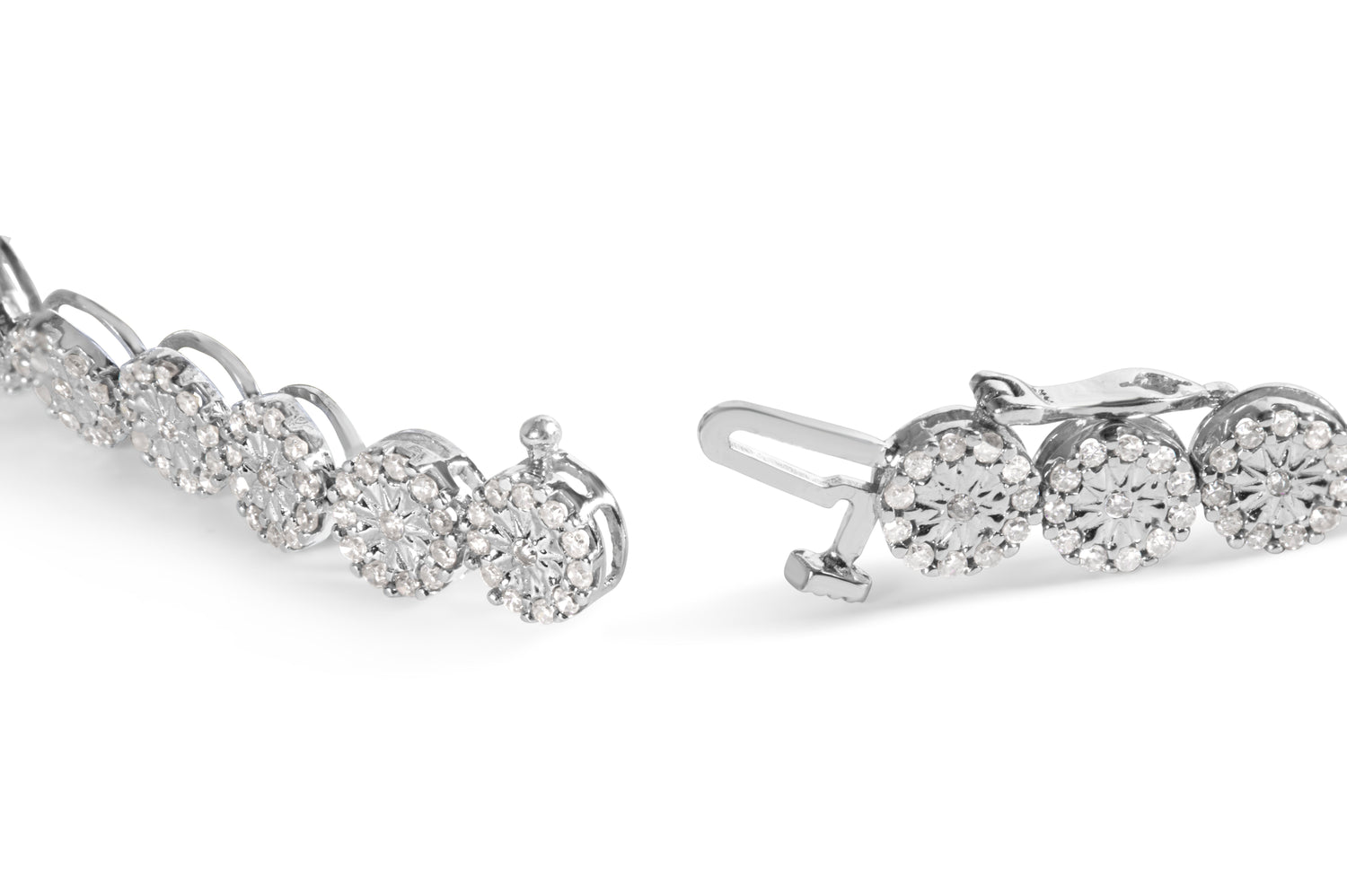 14K White Gold 2.00 Cttw Diamond Halo Link Tennis Bracelet (H-I Color, I1-I2 Clarity) - 7" Inches by Bids.com