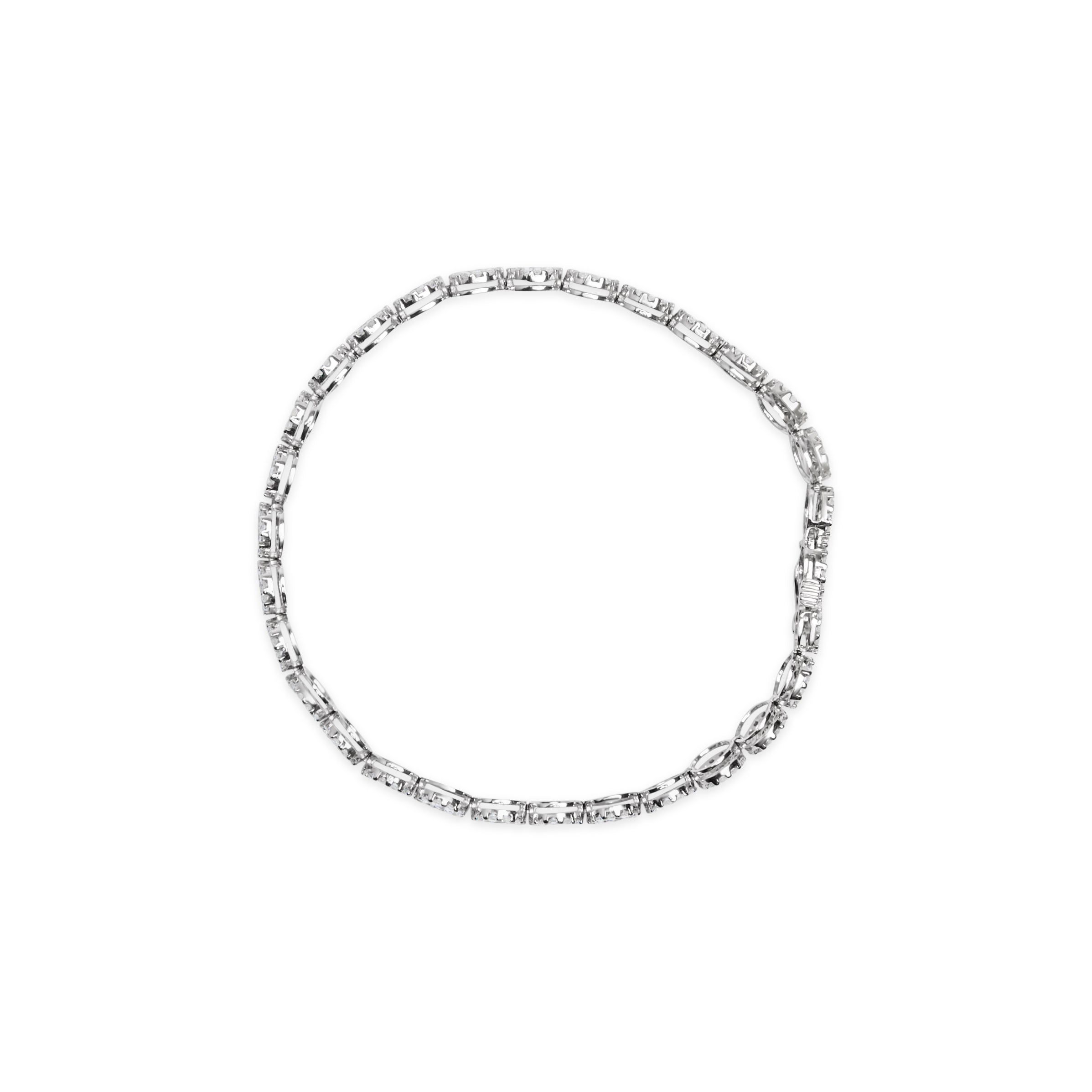 14K White Gold 2.00 Cttw Diamond Halo Link Tennis Bracelet (H-I Color, I1-I2 Clarity) - 7" Inches by Bids.com