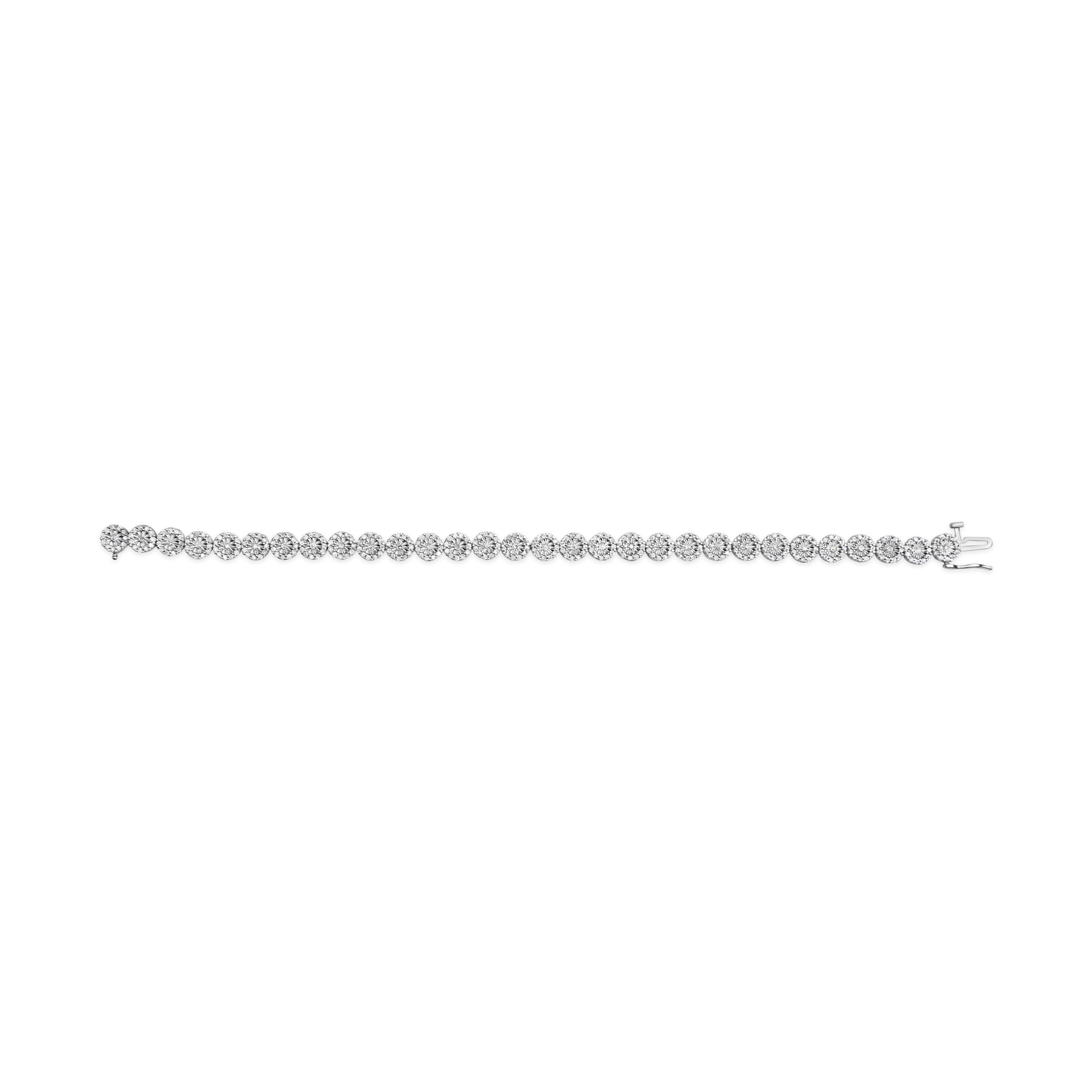 14K White Gold 2.00 Cttw Diamond Halo Link Tennis Bracelet (H-I Color, I1-I2 Clarity) - 7" Inches by Bids.com