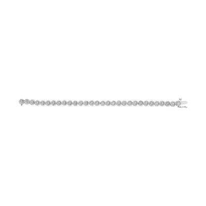 14K White Gold 2.00 Cttw Diamond Halo Link Tennis Bracelet (H-I Color, I1-I2 Clarity) - 7" Inches by Bids.com