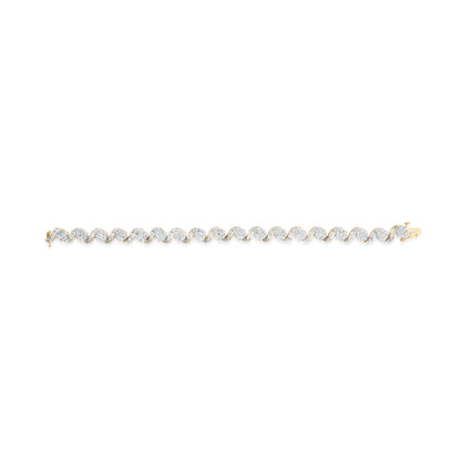 10k Yellow Gold 5.00 Cttw Round-Cut and Baguette-Cut Diamond Floral Link 7.25" Bracelet (I-J Color, I2-I3 Clarity) by Bids.com