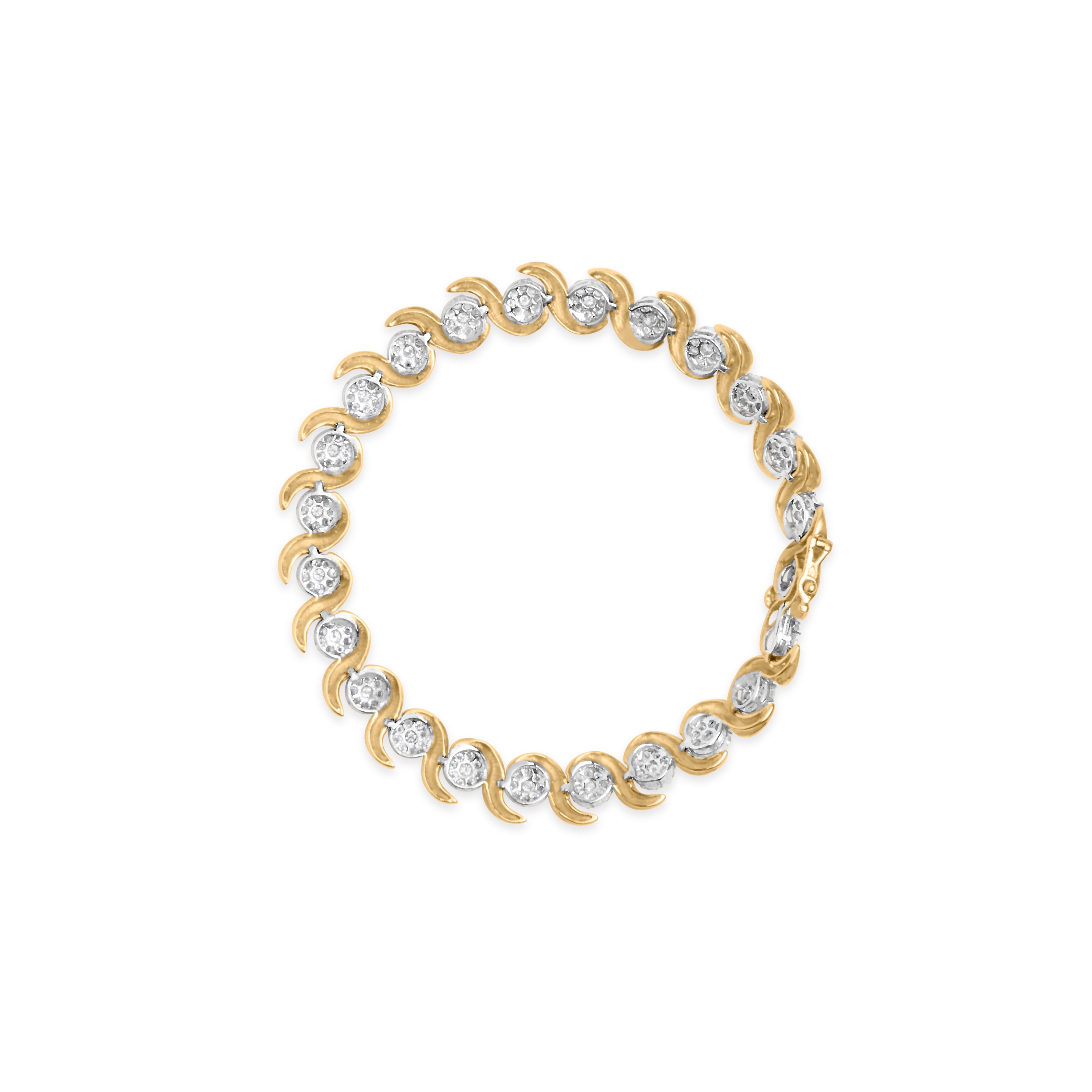 10K Yellow Gold 4.00 Cttw Round-Cut Diamond Floral Link 7.5" Bracelet (H-I Color, I2-I3 Clarity) by Bids.com