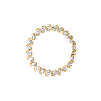 10K Yellow Gold 4.00 Cttw Round-Cut Diamond Floral Link 7.5" Bracelet (H-I Color, I2-I3 Clarity) by Bids.com