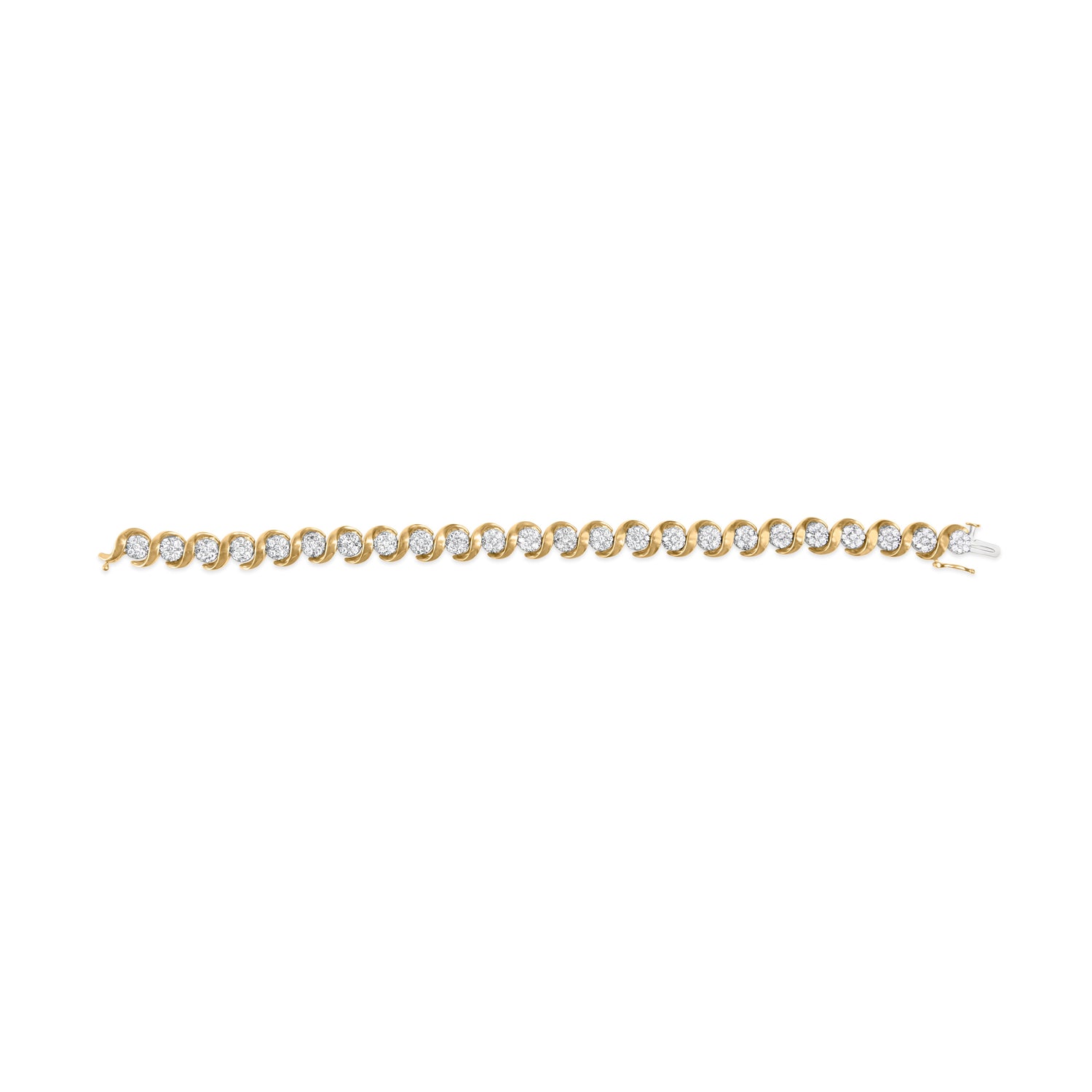 10K Yellow Gold 4.00 Cttw Round-Cut Diamond Floral Link 7.5" Bracelet (H-I Color, I2-I3 Clarity) by Bids.com