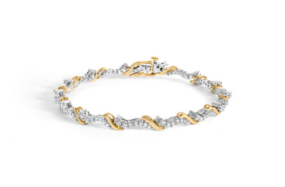 10K Yellow and White Gold 2.00 Cttw Diamond "S" Link 7" Bracelet (H-I Color, I2-I3 Clarity) by Bids.com
