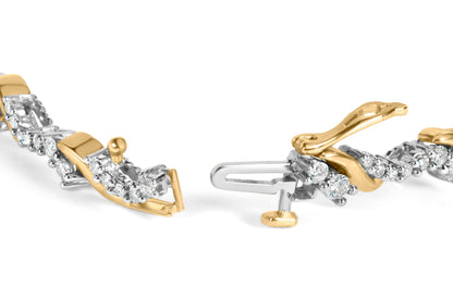 10K Yellow and White Gold 2.00 Cttw Diamond "S" Link 7" Bracelet (H-I Color, I2-I3 Clarity) by Bids.com