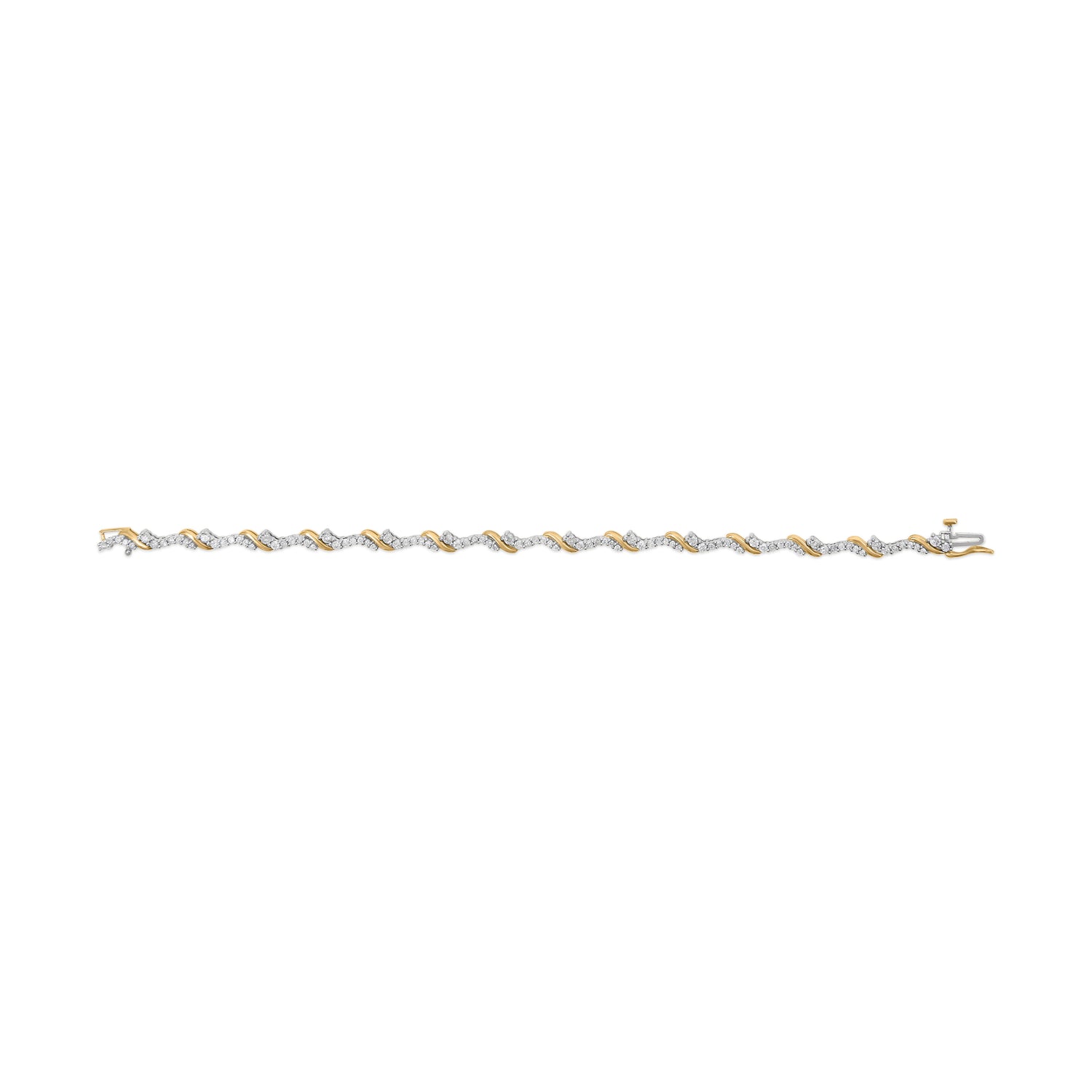 10K Yellow and White Gold 2.00 Cttw Diamond "S" Link 7" Bracelet (H-I Color, I2-I3 Clarity) by Bids.com