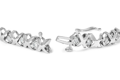 10K White Gold 1 1/2 Cttw Diamond Alternating Diamond and X-Link 7.5" Tennis Bracelet (H-I Color, I2-I3 Clarity) by Bids.com
