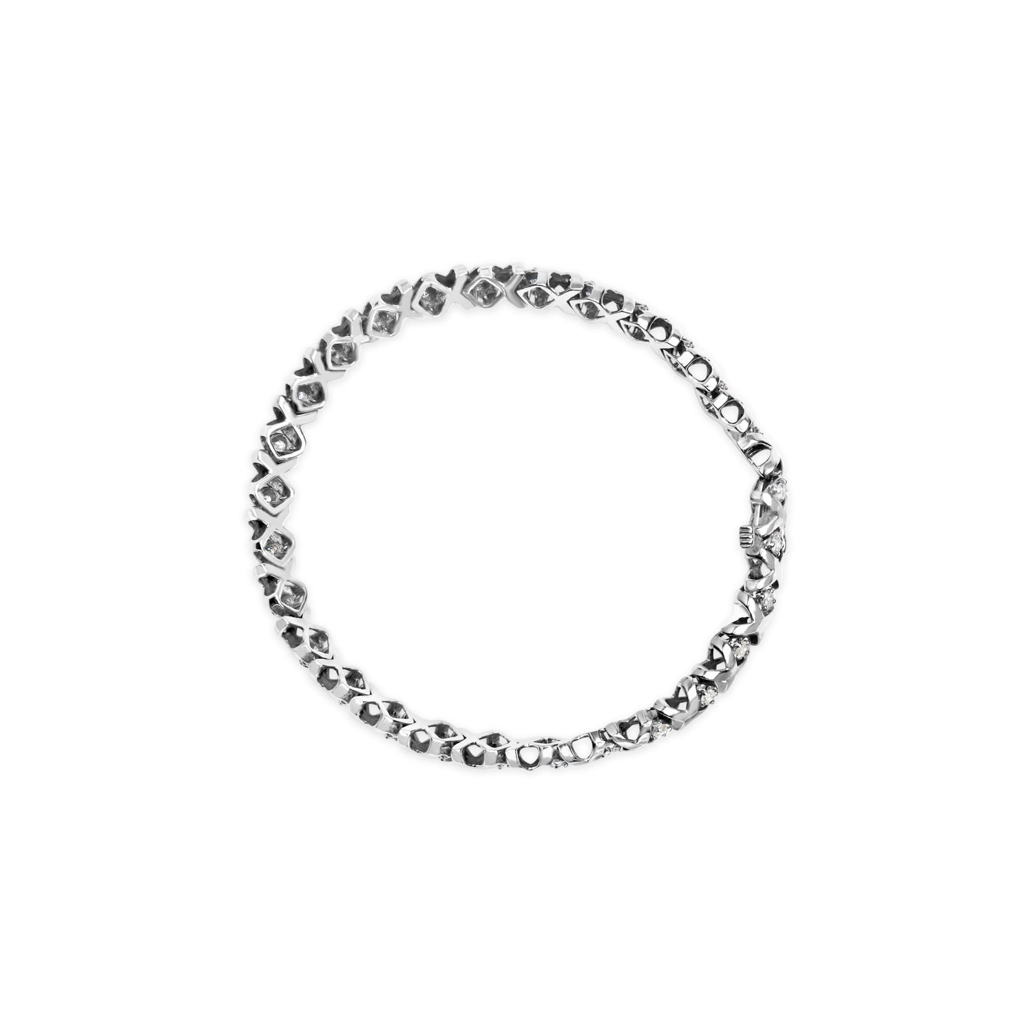 10K White Gold 1 1/2 Cttw Diamond Alternating Diamond and X-Link 7.5" Tennis Bracelet (H-I Color, I2-I3 Clarity) by Bids.com