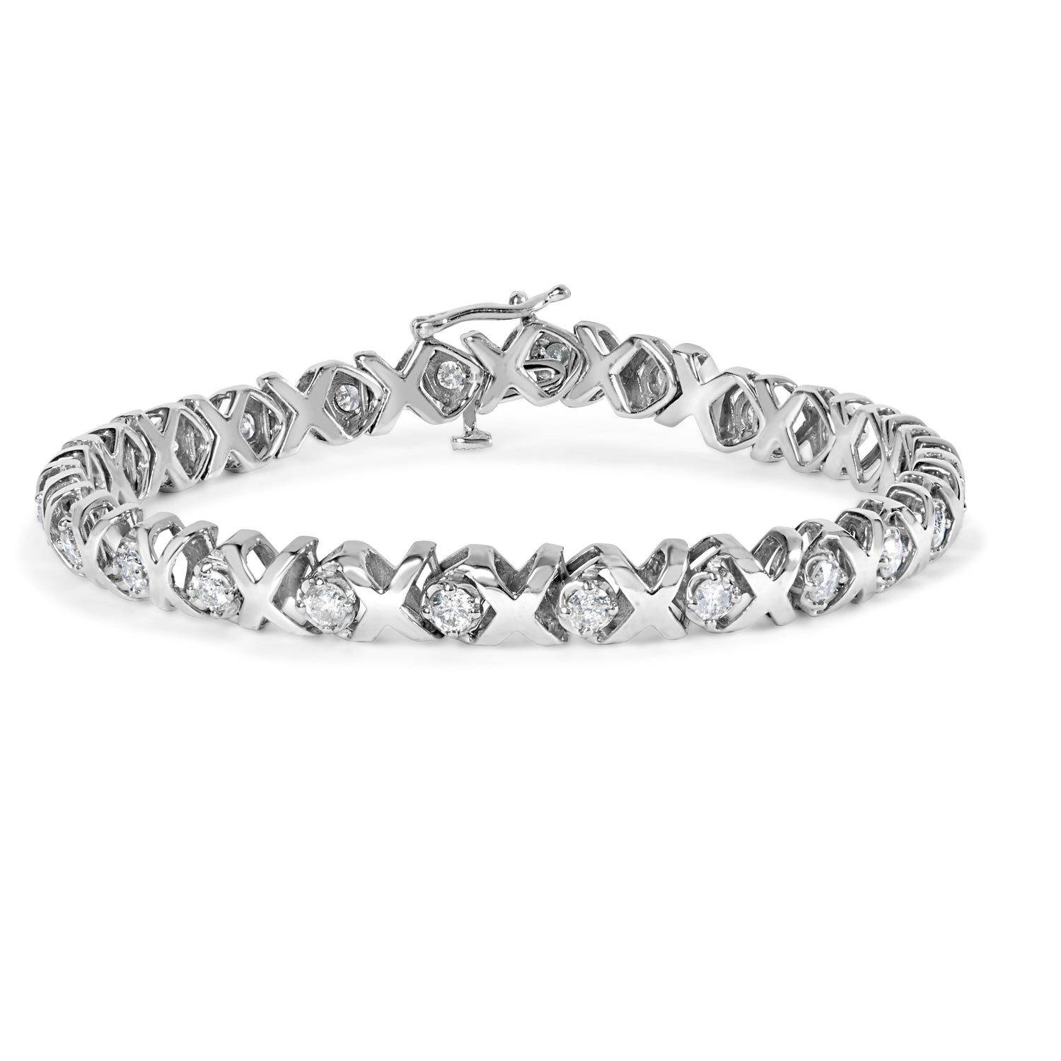 10k White Gold 2.00 Cttw Round-Cut Diamond "XOXO" Link 7" Bracelet (I-J Color, I2-I3 Clarity) by Bids.com