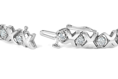 10k White Gold 2.00 Cttw Round-Cut Diamond "XOXO" Link 7" Bracelet (I-J Color, I2-I3 Clarity) by Bids.com
