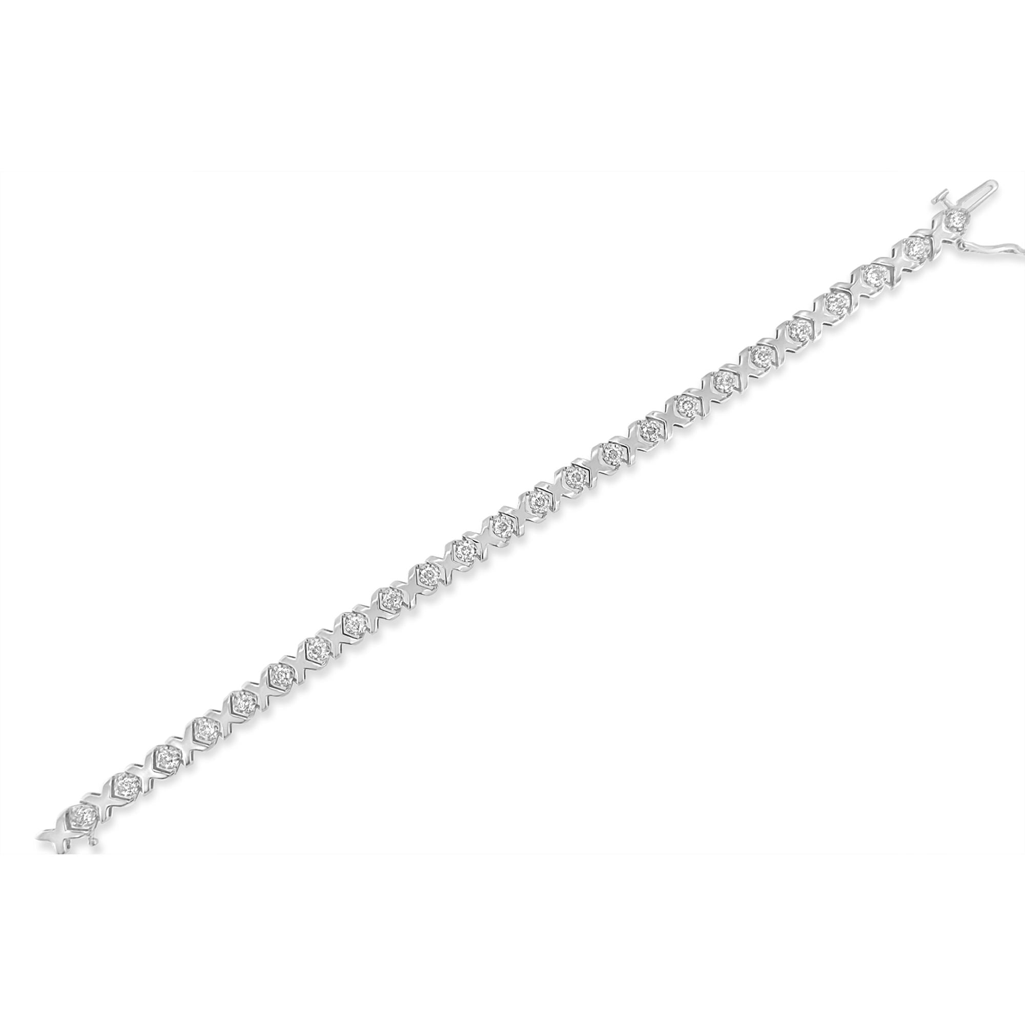 10k White Gold 2.00 Cttw Round-Cut Diamond "XOXO" Link 7" Bracelet (I-J Color, I2-I3 Clarity) by Bids.com