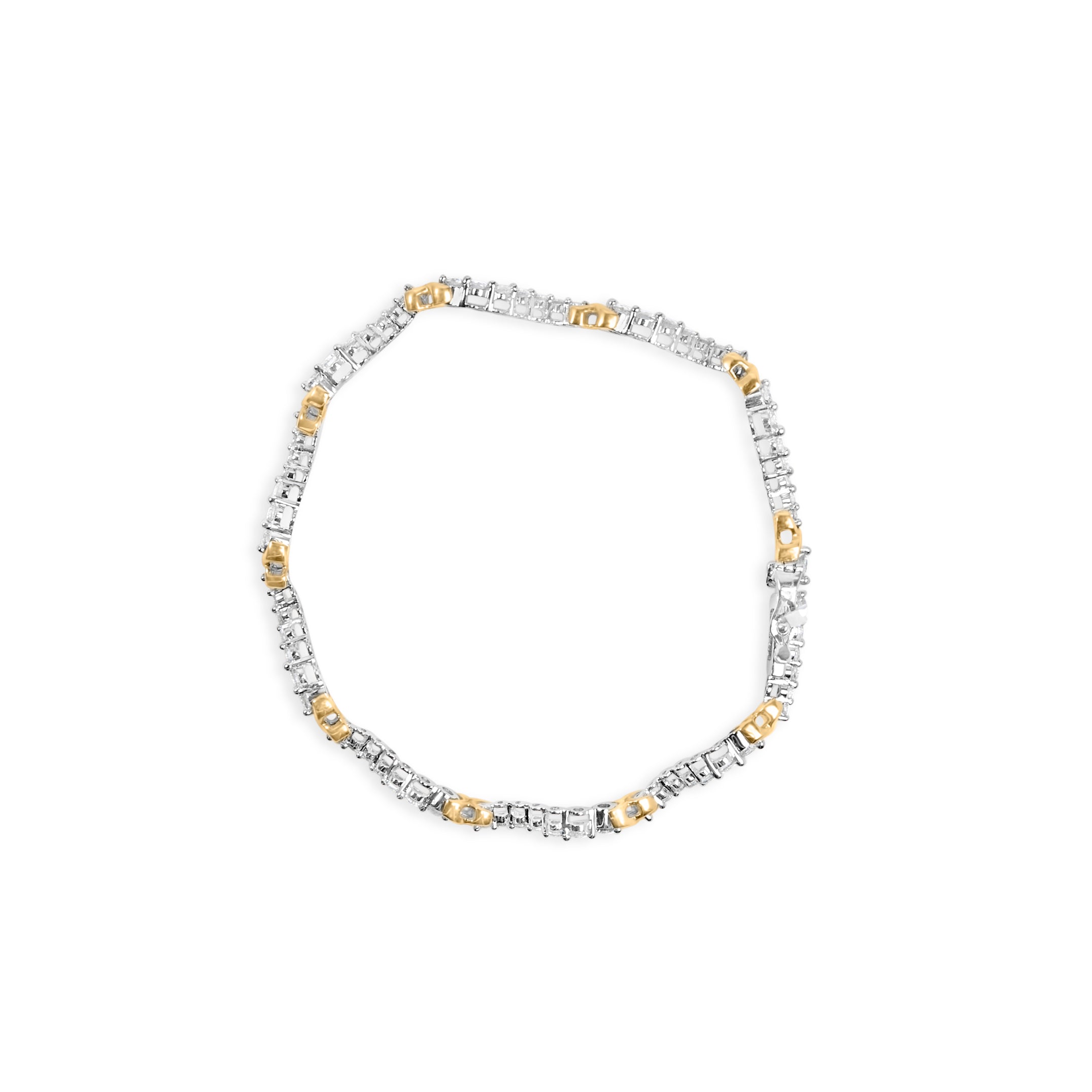 10K Two-Tone 2.00 Cttw Diamond "X" and Wave Link Bracelet (H-I Color, I1-I2 Clarity) - 7" Inches by Bids.com