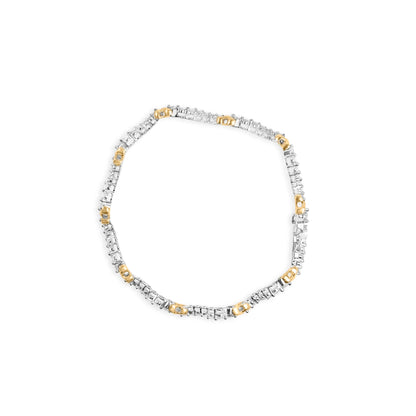 10K Two-Tone 2.00 Cttw Diamond "X" and Wave Link Bracelet (H-I Color, I1-I2 Clarity) - 7" Inches by Bids.com