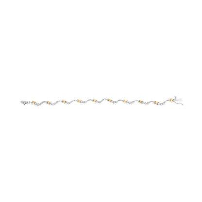 10K Two-Tone 2.00 Cttw Diamond "X" and Wave Link Bracelet (H-I Color, I1-I2 Clarity) - 7" Inches by Bids.com