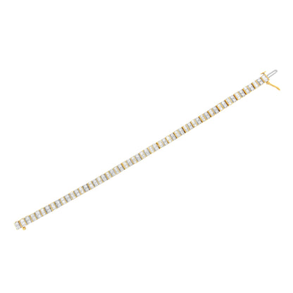 10K Yellow Gold 4.0 Cttw Alternating Baguette &amp; Round Cut Diamond Bezel- &amp; Prong-Set 7" Tennis Bracelet (G-H Color, SI1-SI2 Clarity) by Bids.com
