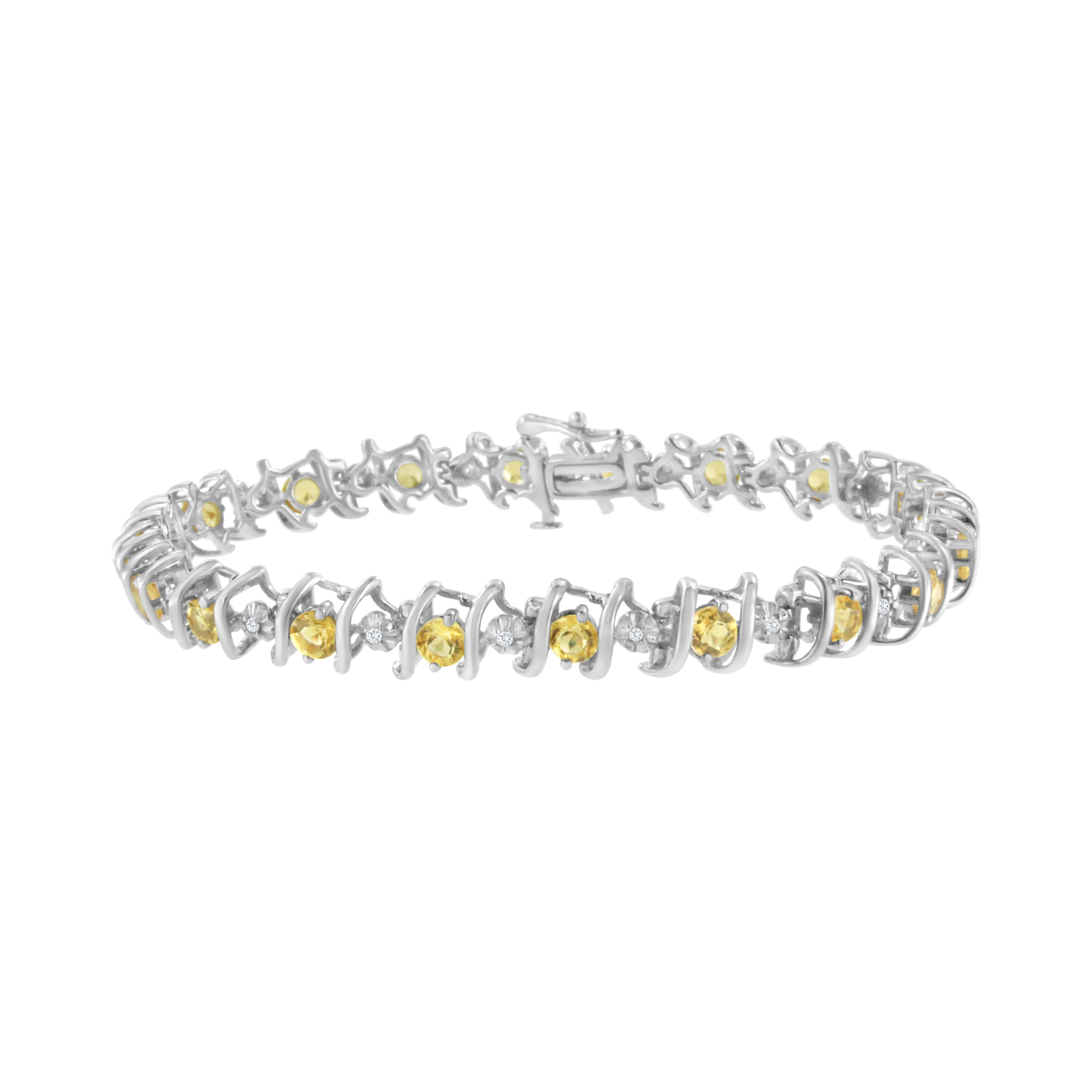 .925 Sterling Silver, Lab-Grown Gemstone and 4 Cttw Round Diamond Tennis Bracelet (H-I Color, I1-I2 Clarity) - Created Blue Sapphire, September Birthstone by Bids.com