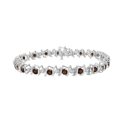 .925 Sterling Silver, Lab-Grown Gemstone and 4 Cttw Round Diamond Tennis Bracelet (H-I Color, I1-I2 Clarity) - Created Blue Sapphire, September Birthstone by Bids.com