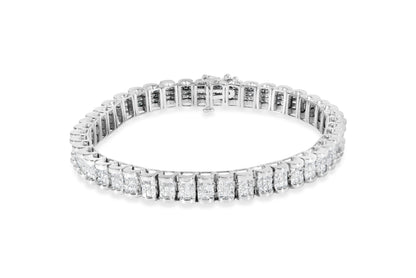14K White Gold 5.00 Cttw Invisible Set Princess-Cut Diamond Belt and Buckle Tennis 7" Bracelet (H-I Color, SI1-SI2 Clarity) by Bids.com