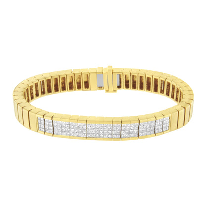 14K Yellow Gold 3 5/8 cttw Invisible Set Princess-Cut Diamond ID Tennis Bracelet (I-J Color, SI1-SI2 Clarity) - Size 7" by Bids.com
