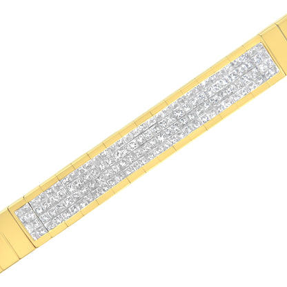 14K Yellow Gold 3 5/8 cttw Invisible Set Princess-Cut Diamond ID Tennis Bracelet (I-J Color, SI1-SI2 Clarity) - Size 7" by Bids.com