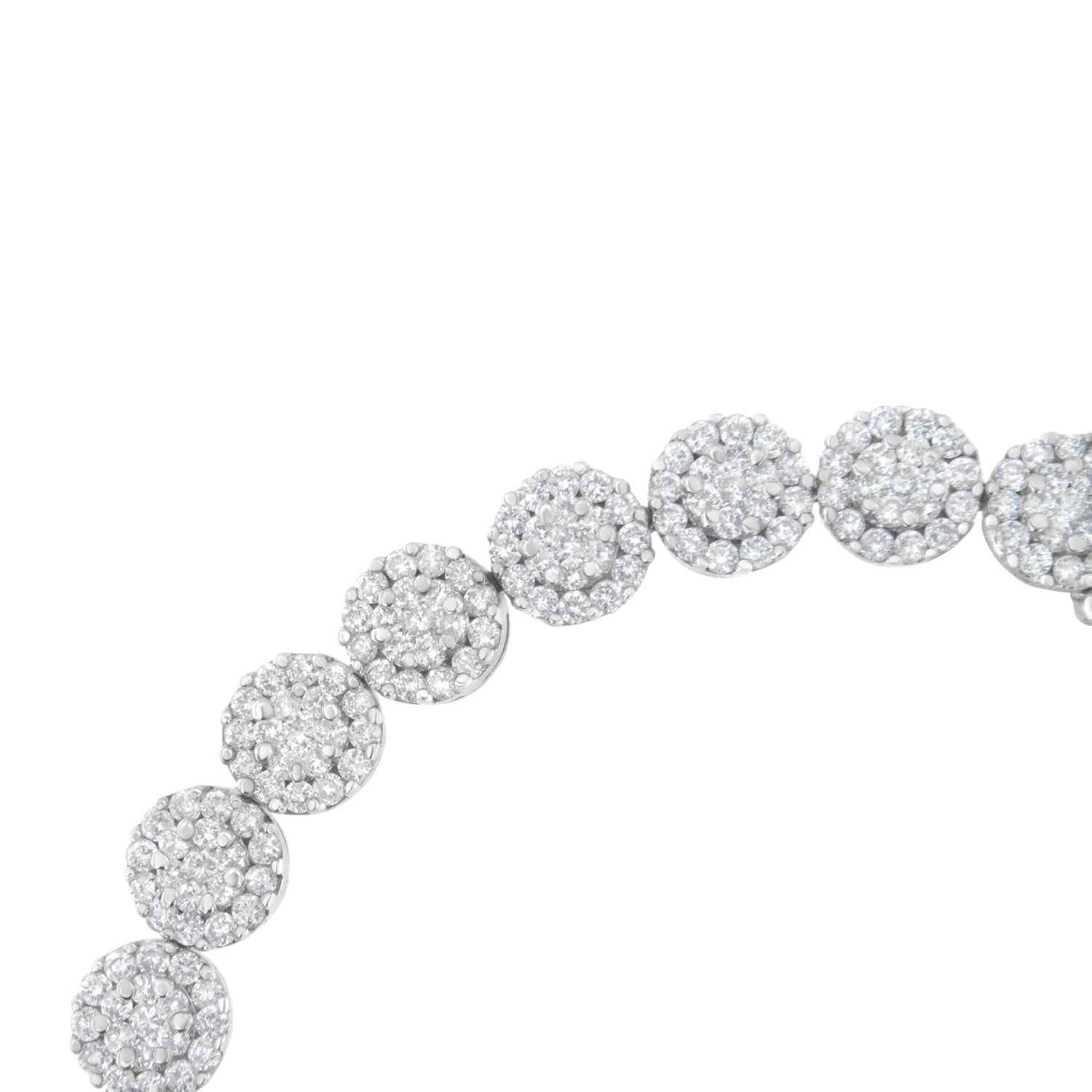 14K White Gold 3-3/4 Cttw Round-Brilliant Cut Diamond 7-1/4" Round Cluster Links Tennis Bracelet (I-J Color, SI2-I1 Clarity) by Bids.com