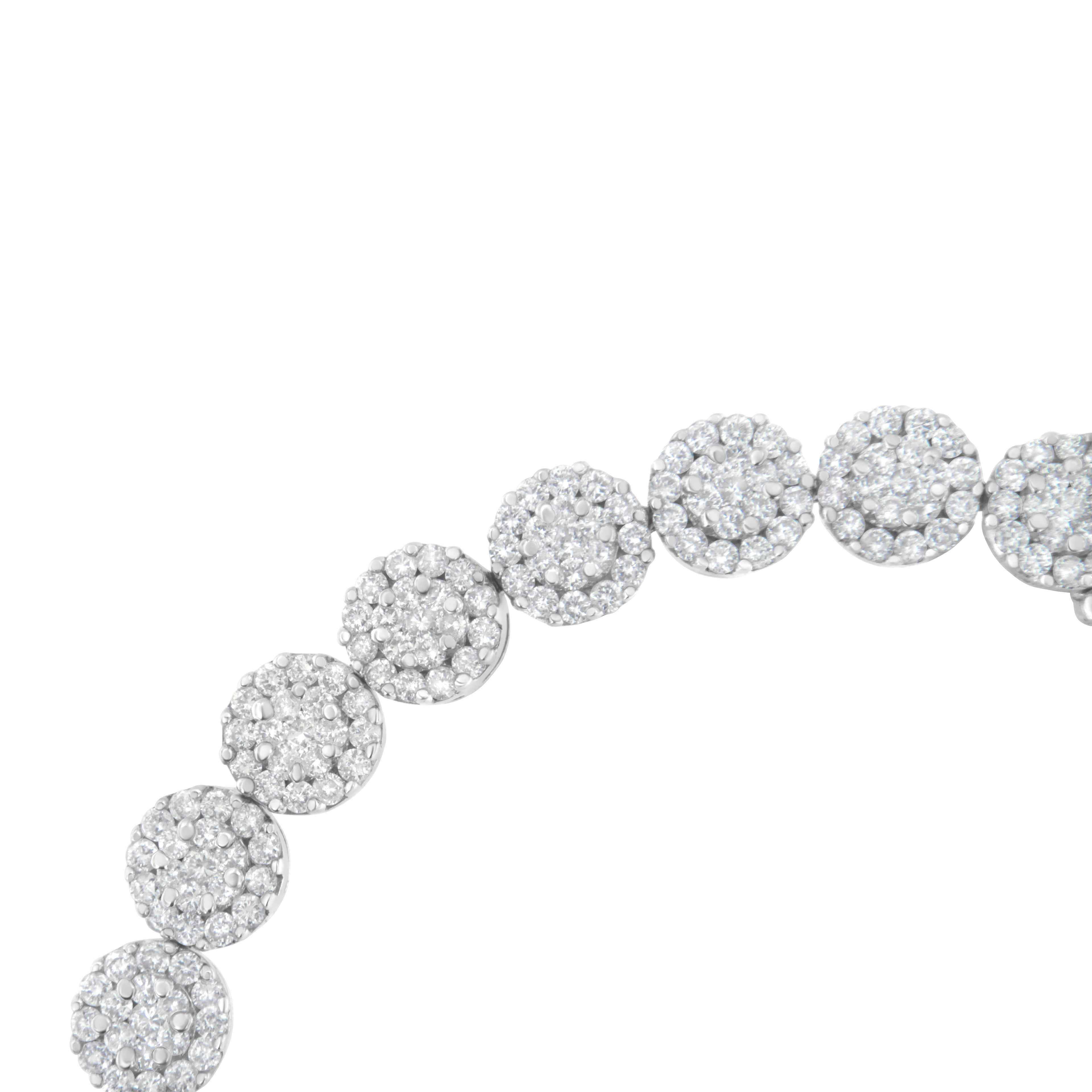 14K White Gold 3-3/4 Cttw Round-Brilliant Cut Diamond 7-1/4" Round Cluster Links Tennis Bracelet (I-J Color, SI2-I1 Clarity) by Bids.com