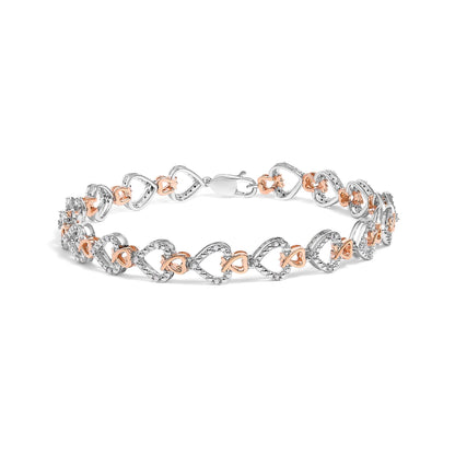 10K Rose and White Gold 1/4 Cttw Diamond Infinity Loop and Swirl Link Bracelet  DestGlow