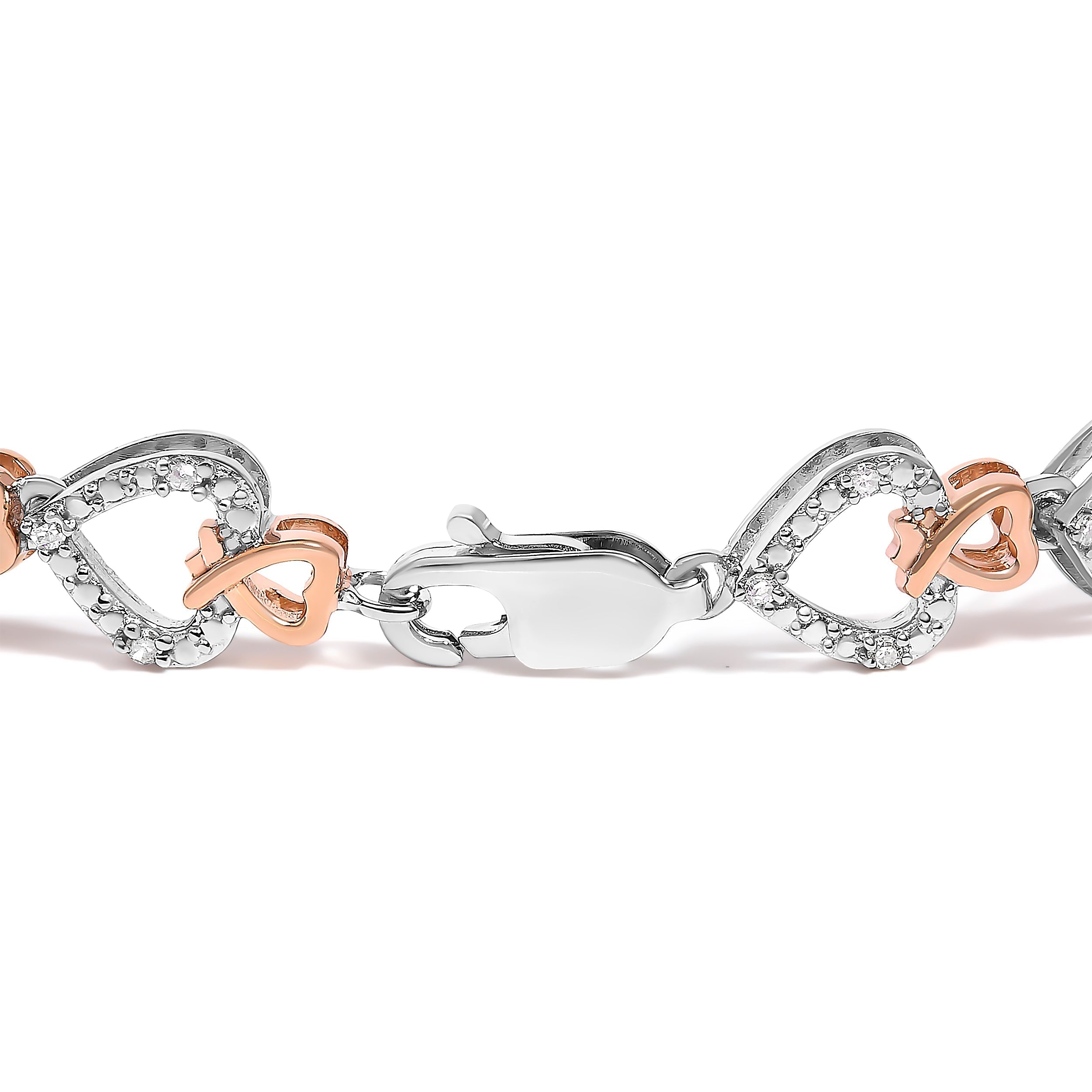 10K Rose and White Gold 1/4 Cttw Diamond Infinity Loop and Swirl Link Bracelet  DestGlow